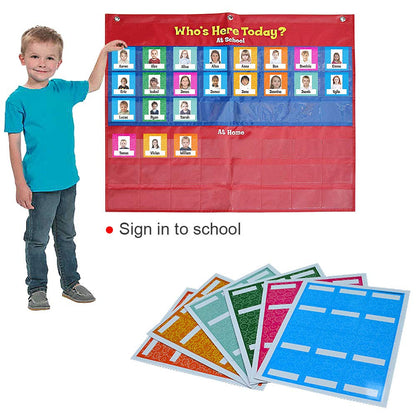 amzoya Attendance Pocket Chart with 72 Student Cards-Classroom Behavior Tracker for Perschool to Elementary,Pocket Chart for Classroom…