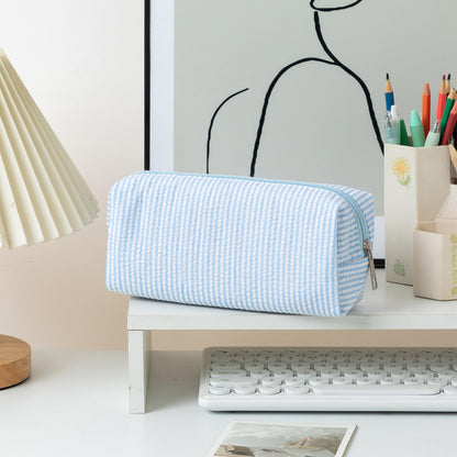 OZAOZ Cute Pencil Case Capacity Pencil Pouch Aesthetic Pen Bag Office Stationery Organizer Simple Sturdy Multifunctional Cosmetic Pouch (Light blue)