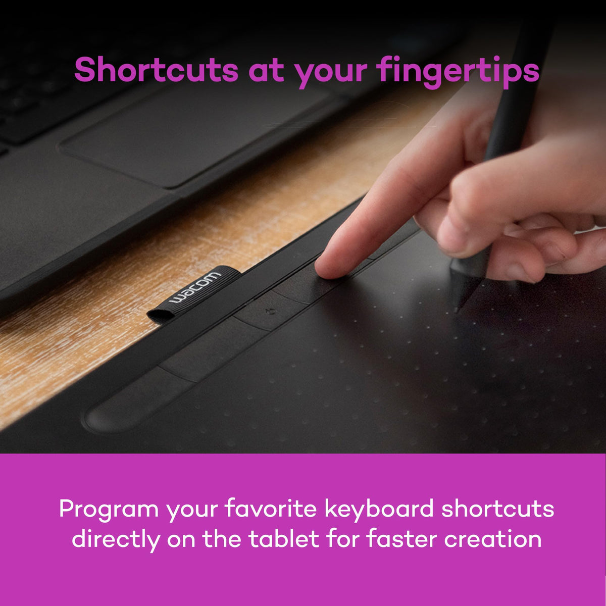 Wacom Intuos Medium Bluetooth Graphics Drawing Tablet, Portable for Teachers, Students and Creators, 4 Customizable ExpressKeys, Compatible with Chromebook Mac OS Android and Windows - Black