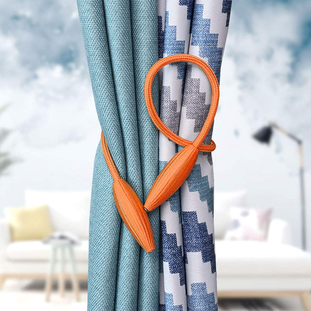 NICEEC 4 Pack DIY Curtain Tiebacks Clips Crystal Decorative Creative Twist Drape Tie Backs European Style Random Modelling Curtain Holdbacks for Home Kitchen Office Window Drapery (Orange)