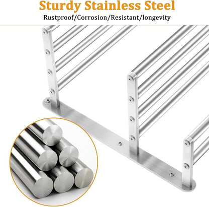3 Tier Towel Racks for Bathroom Wall Mounted, 24 inch Bathroom Shelf with Towel Bar, Brushed Nickel Shelves for Towels, Stainless Steel Modern Silver Multi Holder