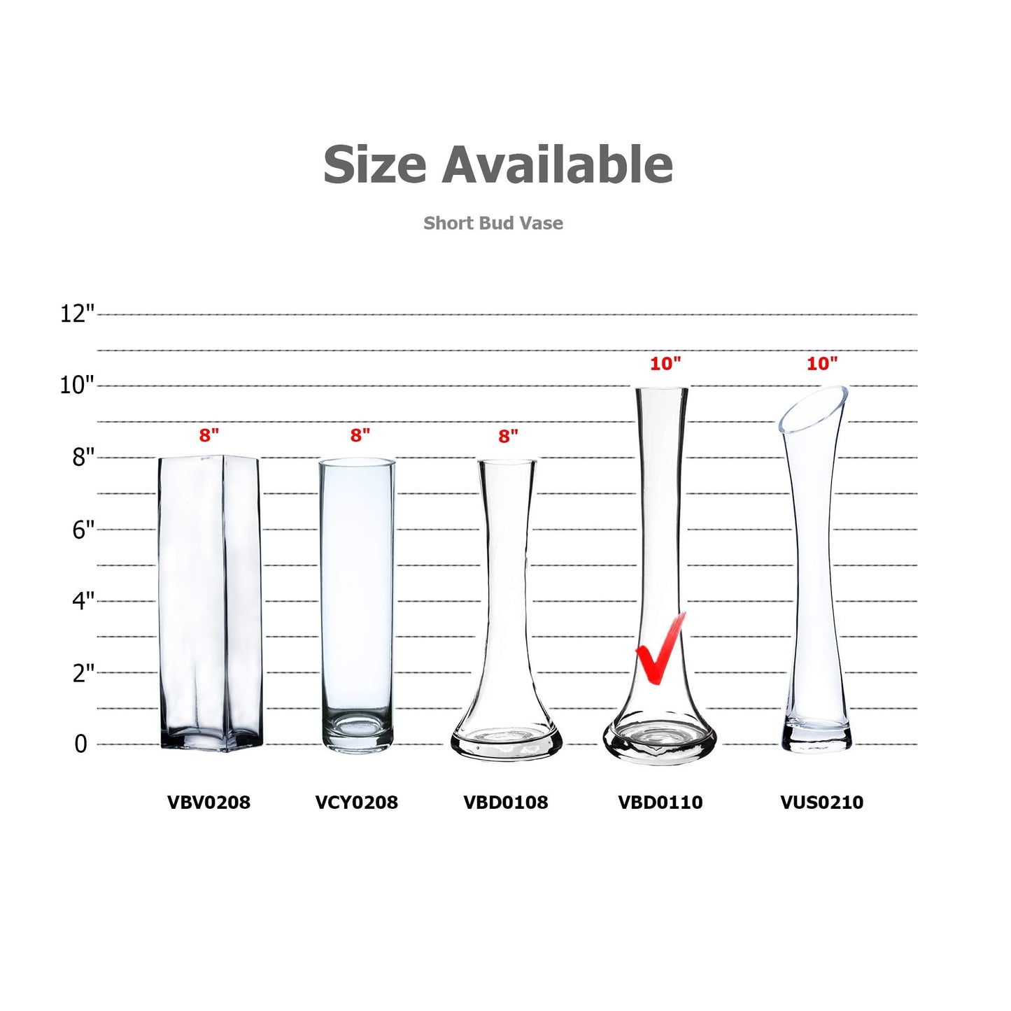 WGV Gathering Bud Vase, Width 3", Height 10", Clear Standard Concaved Hurricane Glass Floral Container Centerpiece Planter for Wedding Party Event Home Office Decor, 1 Piece