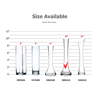 WGV Gathering Bud Vase, Width 3", Height 10", Clear Standard Concaved Hurricane Glass Floral Container Centerpiece Planter for Wedding Party Event Home Office Decor, 1 Piece