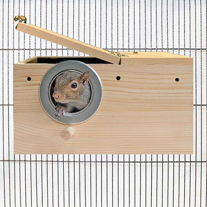 Sturdy Nest Box (M) - Cage Attachment, Hinged Lid, Perching Ledge - for Sugar Glider, Squirrel, Rat, Finch, Parakeet, Lovebird, Parrotlet, Lovebird, Canary, Cockatiel, Other Birds & Small Pets