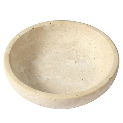 Dendrovia Marble Bowl Decorative, 7.8’’ Entryway Travertine Bowl For Keys Fruit Candy Jewelry, Natural Stone Bowls for Entry Table, Organic Modern Home Decor for Centerpieces, Beige