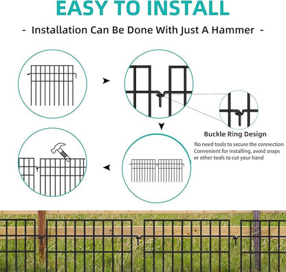 46 Panels Animal Barrier Fence, No Dig Fences, 13in(H) X 65.2ft(L) Garden Fence Animal Barrier for Rabbit and Dog Under Fencing Barrier, Rustproof Metal Fences Border for Outdoor, Yard, Patio