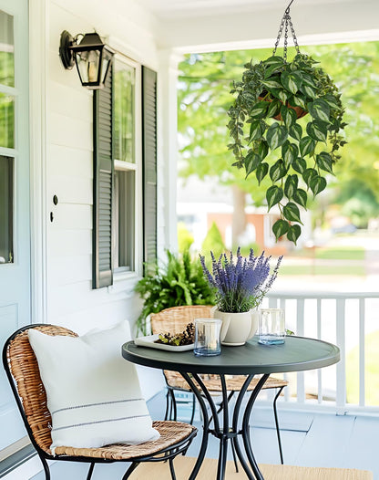Fake Hanging Plant with Pot, Large Hanging Artificial Plants with Basket & Hanger Faux Greenery Plants Indoor Outdoor Decor Fake Pothos Plant in Pot for Wall Balcony Patio Office Bathroom Shelf