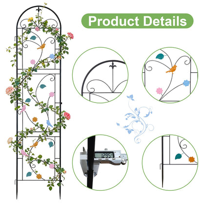 unho 2 Pack 84x19in Trellis for Climbing Plants Outdoor Iron Arch Decoration Garden Trellis with Black Metal Coating for Supporting Climbing Plants Outdoor, Roses, Vines, Flowers, and Vegetables