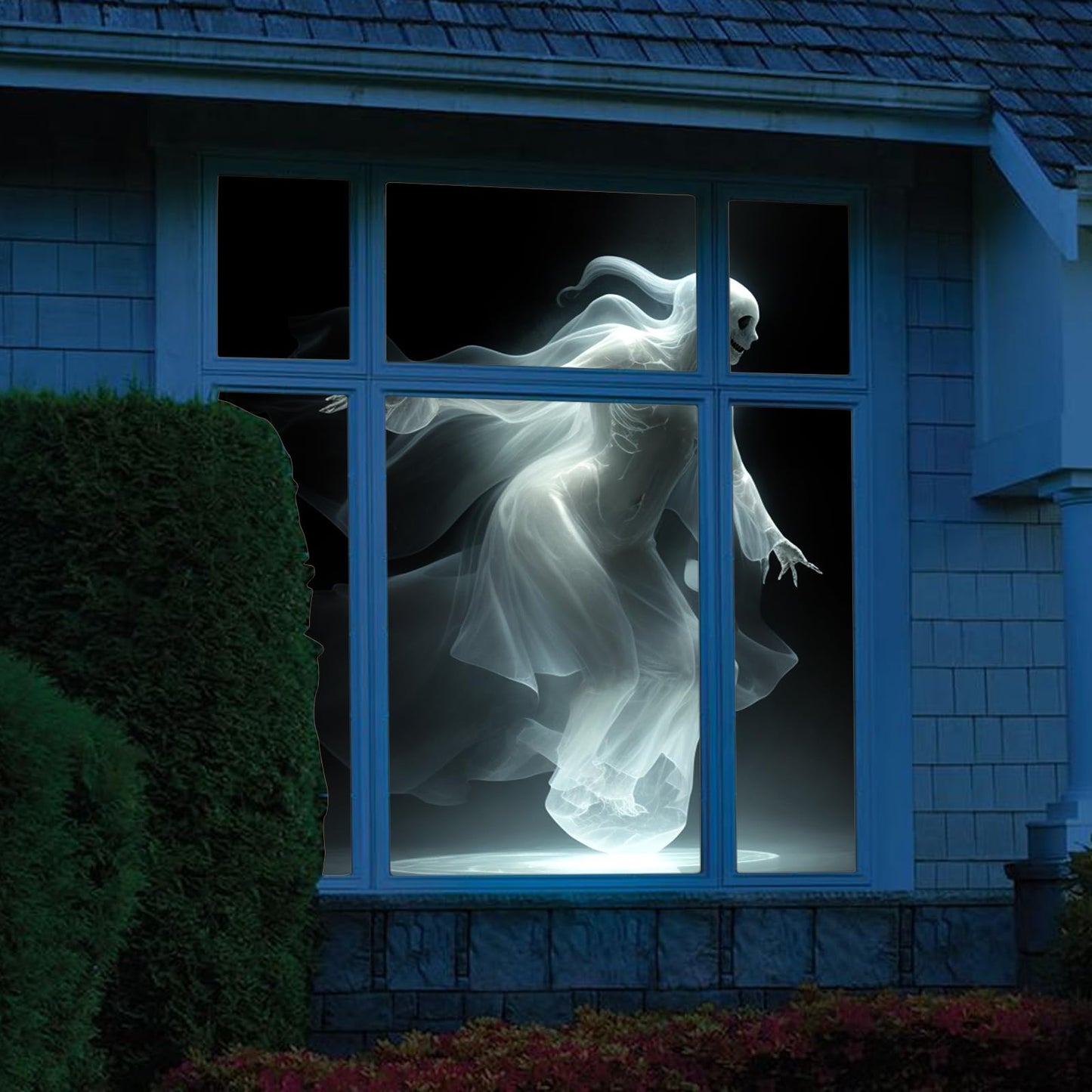 LIANGLIDE Rear Projection Screen Fabric, White Screen for Projector, Window Projection Film, 25x23x1 Cloth Rear Projection Screen for Virtual Halloween and Christmas Window Projection Videos (White)