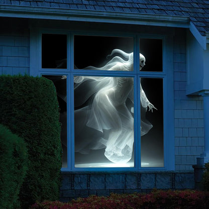 LIANGLIDE Rear Projection Screen Fabric, White Screen for Projector, Window Projection Film, 25x23x1 Cloth Rear Projection Screen for Virtual Halloween and Christmas Window Projection Videos (White)