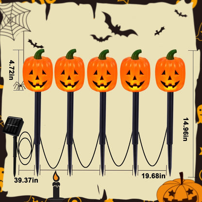 BRIGHTDECK Halloween Pumpkin Stake Lights, Set of 10 Decorative Solar Pumpkin Lights, Waterproof Halloween Decorations for Outdoor Garden and Yard