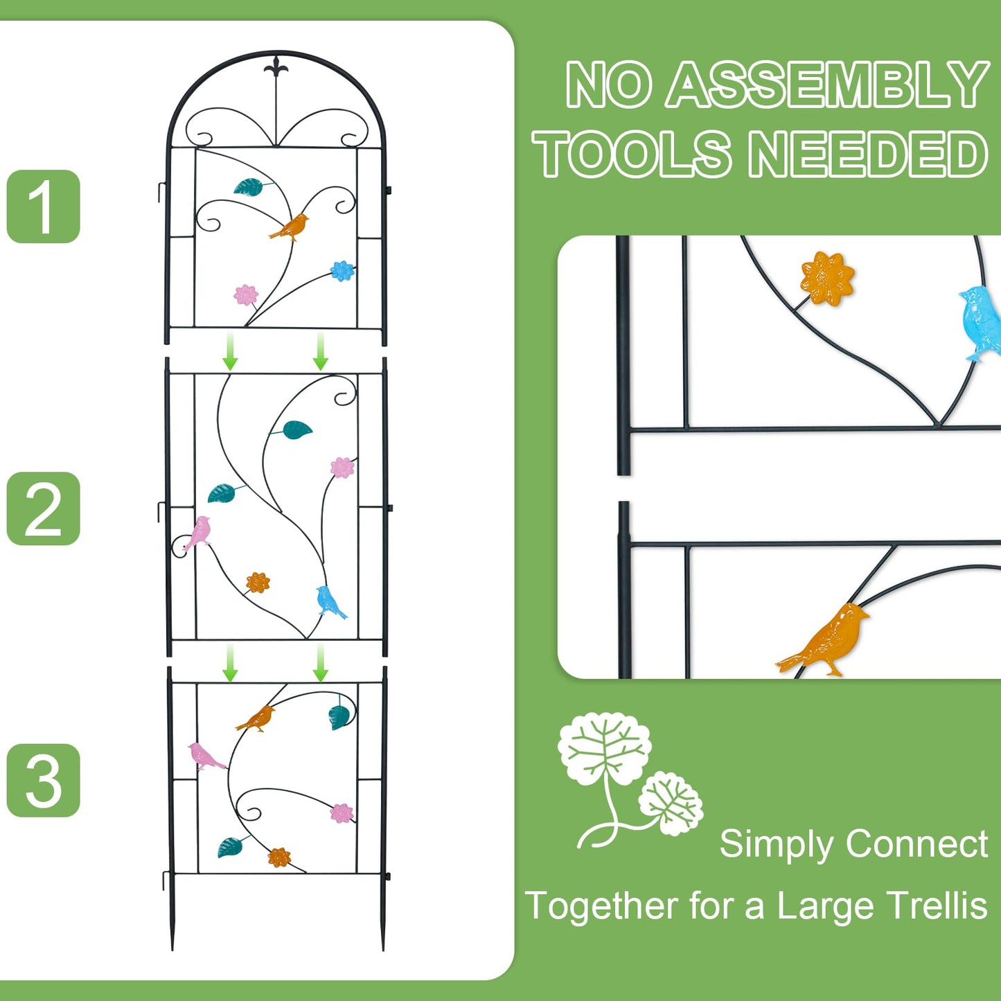 unho 2 Pack 84x19in Trellis for Climbing Plants Outdoor Iron Arch Decoration Garden Trellis with Black Metal Coating for Supporting Climbing Plants Outdoor, Roses, Vines, Flowers, and Vegetables
