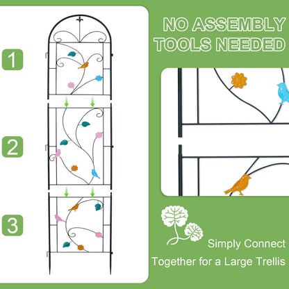 unho 2 Pack 84x19in Trellis for Climbing Plants Outdoor Iron Arch Decoration Garden Trellis with Black Metal Coating for Supporting Climbing Plants Outdoor, Roses, Vines, Flowers, and Vegetables