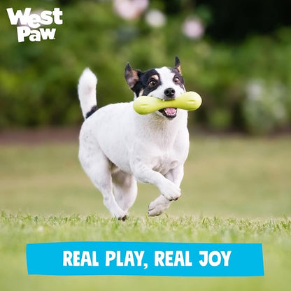 West Paw Zogoflex Hurley Dog Bone Chew Toy – Floatable Pet Toys for Aggressive Chewers, Catch, Fetch – Bright-Colored Bones for Dogs – Recyclable, Dishwasher-Safe, Non-Toxic, X-Small, Aqua