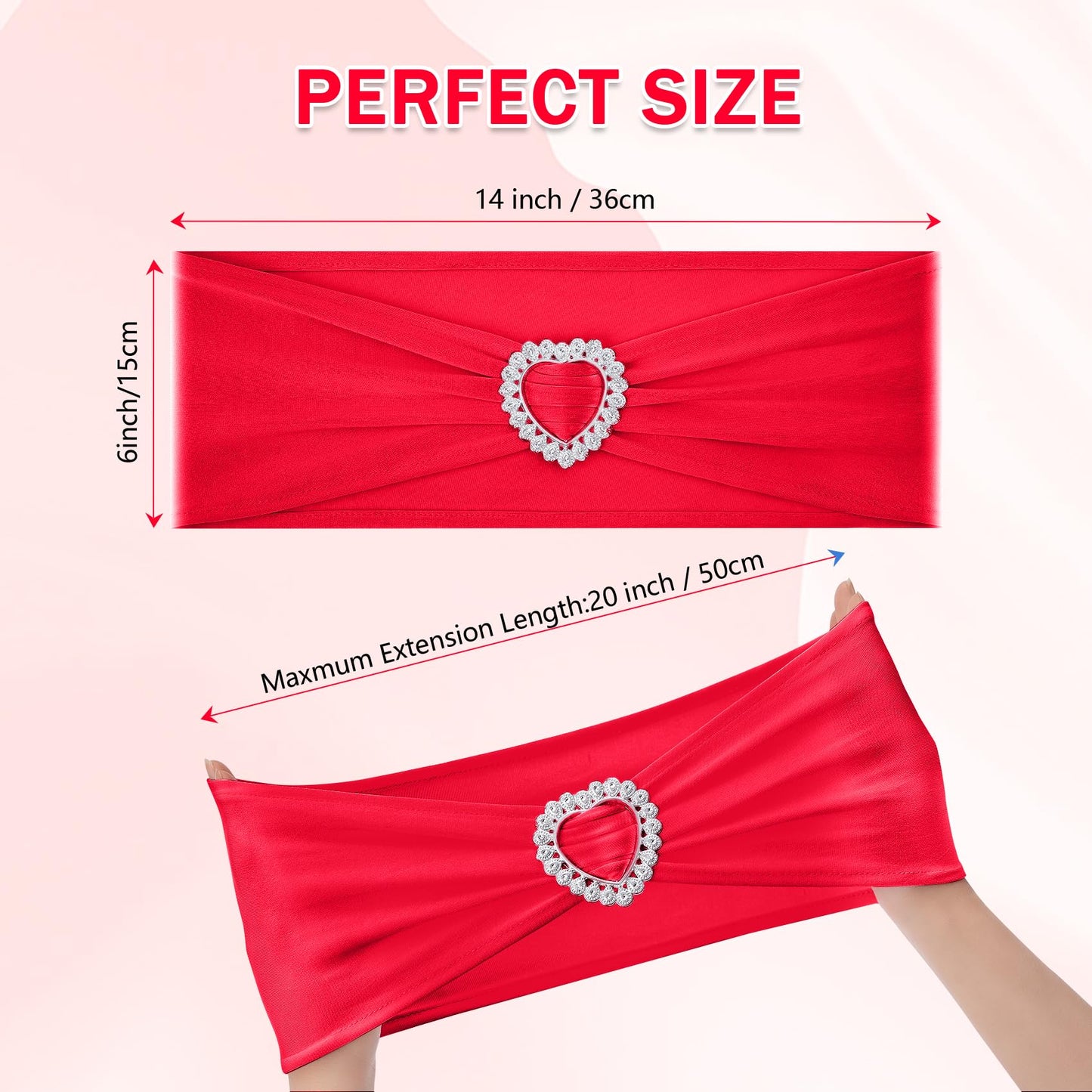 Howhic Pack of 120 Spandex Chair Sashes Bows Stretch Chair Cover Band with Buckle Slider Universal Elastic Chair Ties for Wedding Banquet Party Event Decoration (Ruby)