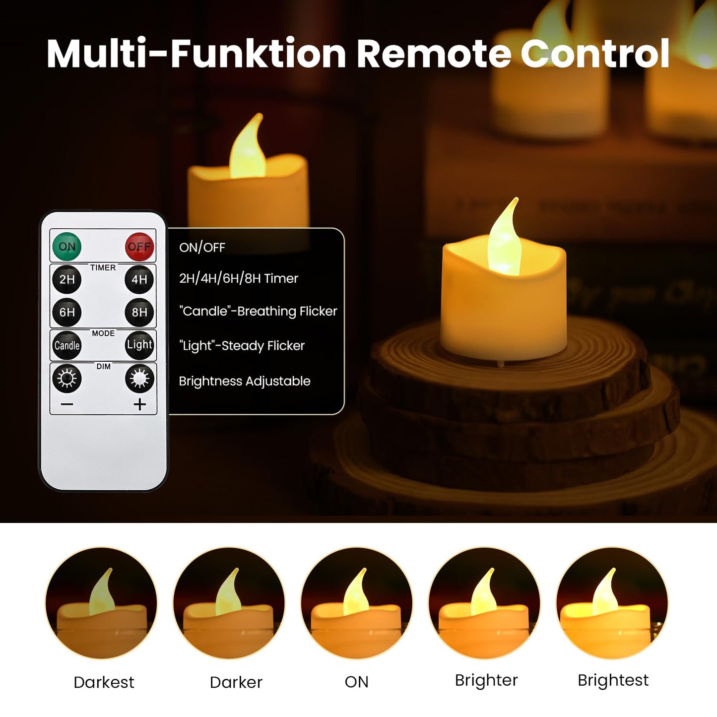 JOSU Rechargeable Flameless Tea Lights Candles with Remote Timer, Battery Operated LED Tealight Candles with 2 x 6-Port USB-C Cable for Votive Wedding Table Centerpiece Home Aniversary Decor, 12-Pack