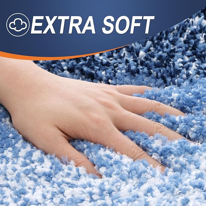 OLANLY Bathroom Runner Rugs Mat 47x20, Extra Soft Absorbent Microfiber Bath Rugs, Rubber Backing, Quick Dry, Washable Long Bath Mats for Bathroom Floor, Tub and Shower, Home Decor Accessories, Navy