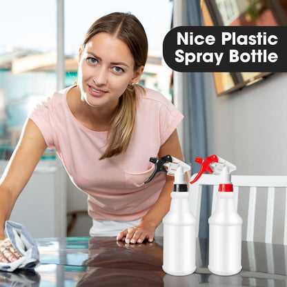 Eccliy 12 Pcs 16 Oz Plastic Spray Bottle, Adjustable Empty Reusable Sprayer for Cleaning, Planting, Water, Bathroom and Kitchen, BBQ, Commercial and Residential (Original,Red,Black)