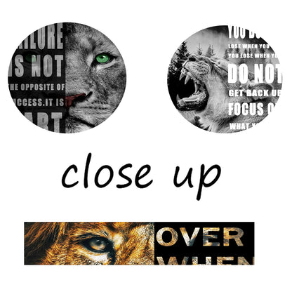 leopard Lion Canvas Wall Art Inspirational Quotes Poster and Print Inspiring 3 Panel Motivational Animal Picture Artwork for Living Room Bedroom Office Home Decor Framed Ready to Hang [48''Wx 24''H]