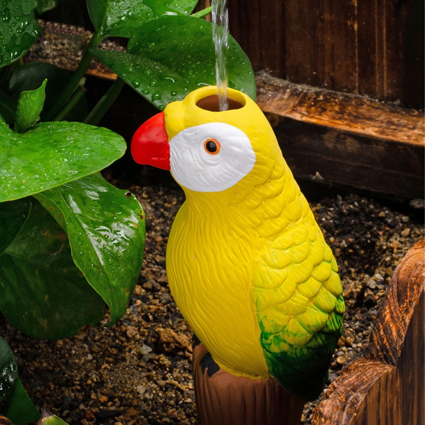 MCleanPin 4 Pack Self Watering Spikes and Globes, Handmade Terracotta Parrot Self-Watering Plant Devices with Slow Release System, Automatic Plant Water Bulbs for Indoor and Outdoor Garden Vacation