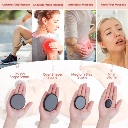 Granpay 20PCS Hot Stones for Massage with Warmer, Hot Stones Massage Set with Warmer Kit Basalt Hot Rocks Massage Stone for Spa Warming Therapy Pain Relief