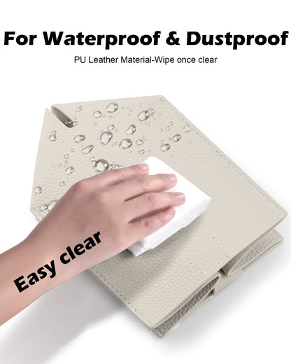 Tclouda Tissue Box Cover for PU Leather, Modern Simple Solid Color Holder Square Tissue Bag, Ideal for Bathrooms,Office,Car,Outdoor Tent,Dining Table,5"X5"X5", Double Off-White