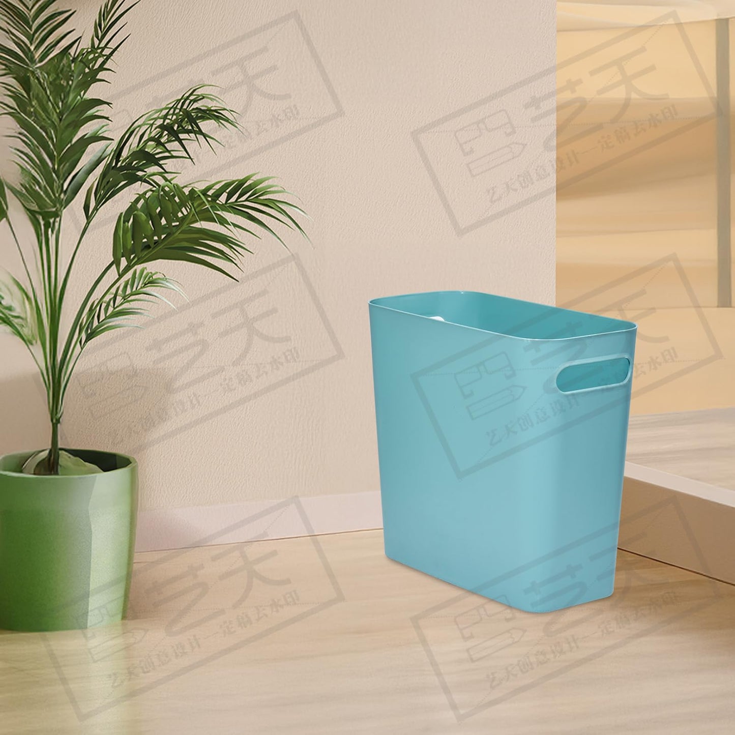 TEIUKAX Platic Trash Can - Small Waste basketbin - 1.8 Gallon- for Office,Home,Bathroom,Kitchen - Green