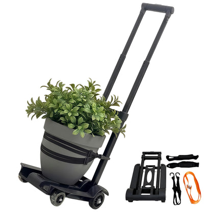 OWFCCLA Heavy Duty Plant Mover with Wheels - 132lbs Capacity Plant Caddy, Folding Hand Truck Dolly & PotLifter Straps Set, Adjustable Potted Plant Dolly for Heavy Outdoor Pots, Garden, Stairs & Indoor