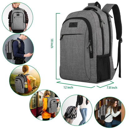 MATEIN Travel Laptop Backpack, Business Anti Theft Slim Sturdy Laptops Backpack Personal Item Bag, Water Resistant College School Computer Bag Gift for Men & Women Fits 15.6 Inch Notebook, Grey