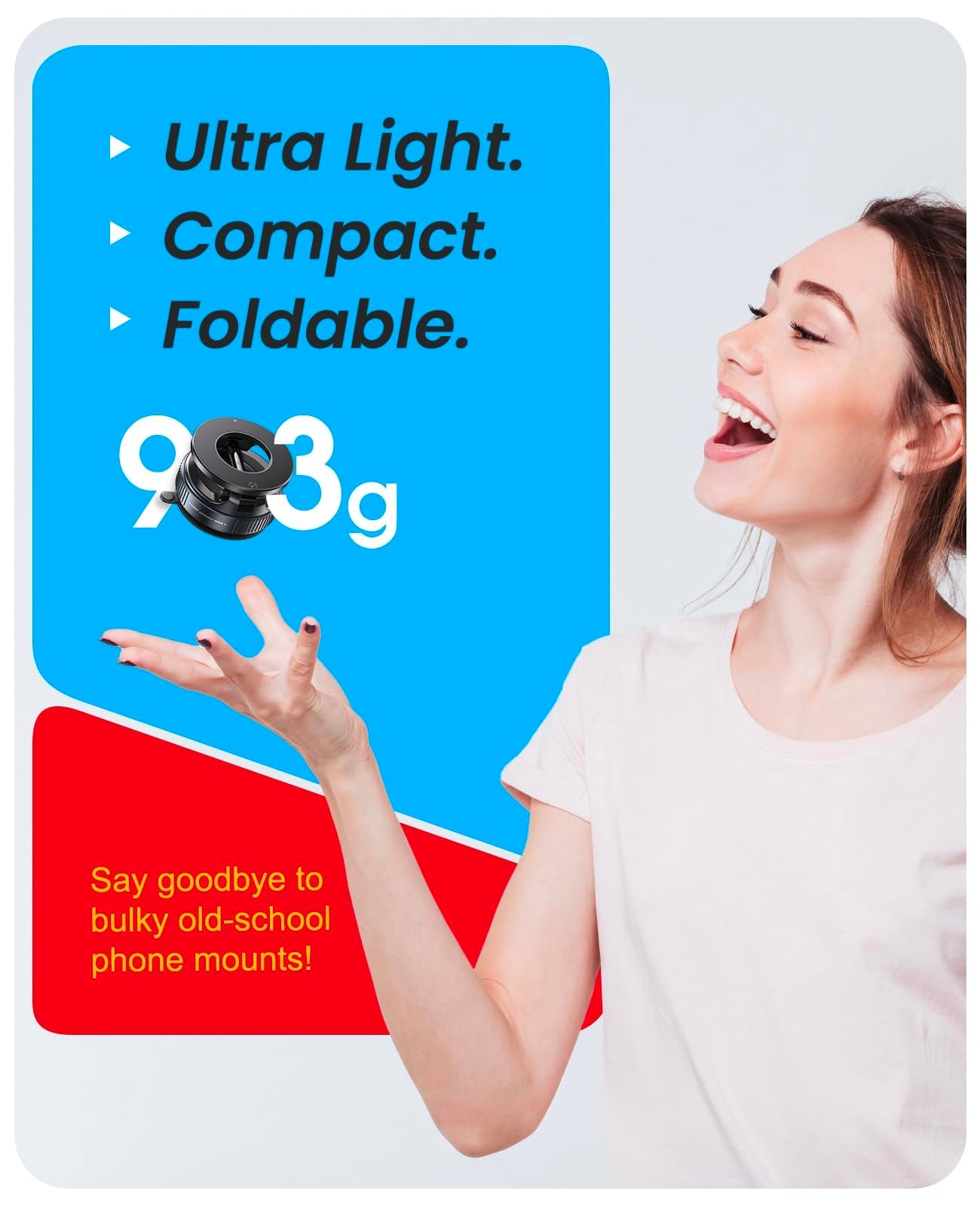 Jononser Magnetic Suction Cup Phone Mount for Magsafe, 360° Adjustable Magnetic Car Phone Holder, Pocket Size Foldable Car Mount, Cell Phone Holders for Your Car for iPhone 17 16 15 14 13 12 Series