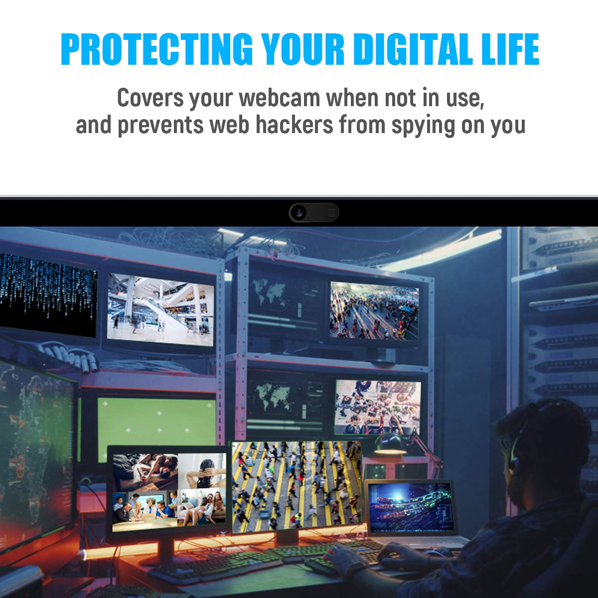 Camera Cover Slide, 0.028 Inch Ultra-Thin Phone Camera Cover, Computer Camera Cover Slide for MacBook, iMac, Laptop Desktop, Pc, iPad, iPhone, Smartphone Protect Visual Privacy Security (Black-3 Pack)