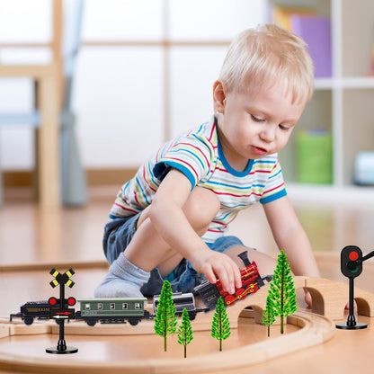 MEMOVAN Train Cake Toppers 13pcs Train Cake Decorations Mini Trains Toy Traffic Track Railway Lights Cake Topper Decorations for Boy's Kids Steam Trains Theme Birthday Party Supplies