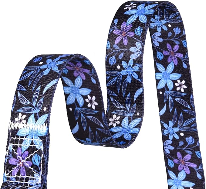 Mihqy Dog Collar and Leash Set with Bohemia Floral Tribal Geometric Patterns - Soft Ethnic Style Collar Adjustable for Small Medium Large Dogs(Blue Floral Set,S)