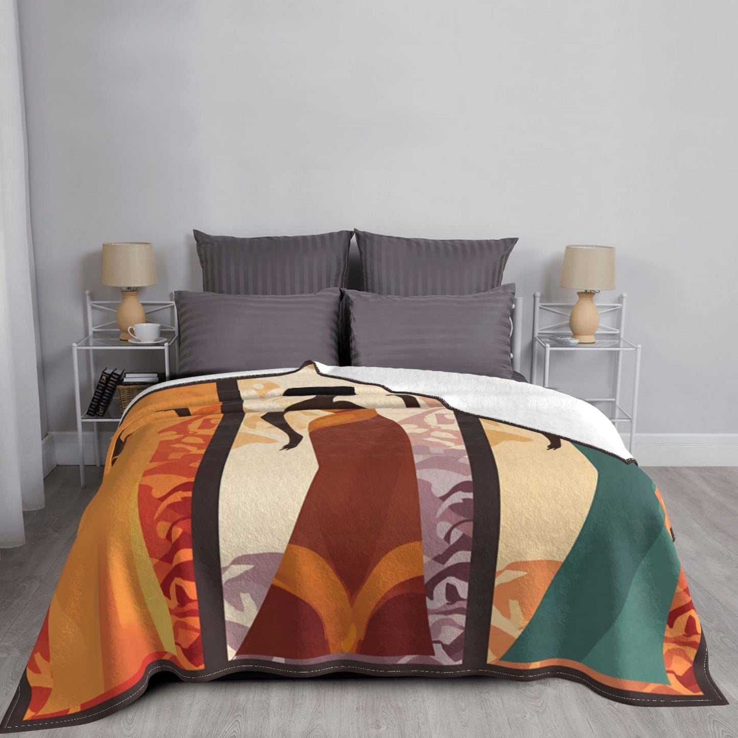 Mount Hour African American Women Black Girls Flannel Fleece Throw Blankets, Super Warm Soft Living Room Blanket All Season (50"x40")