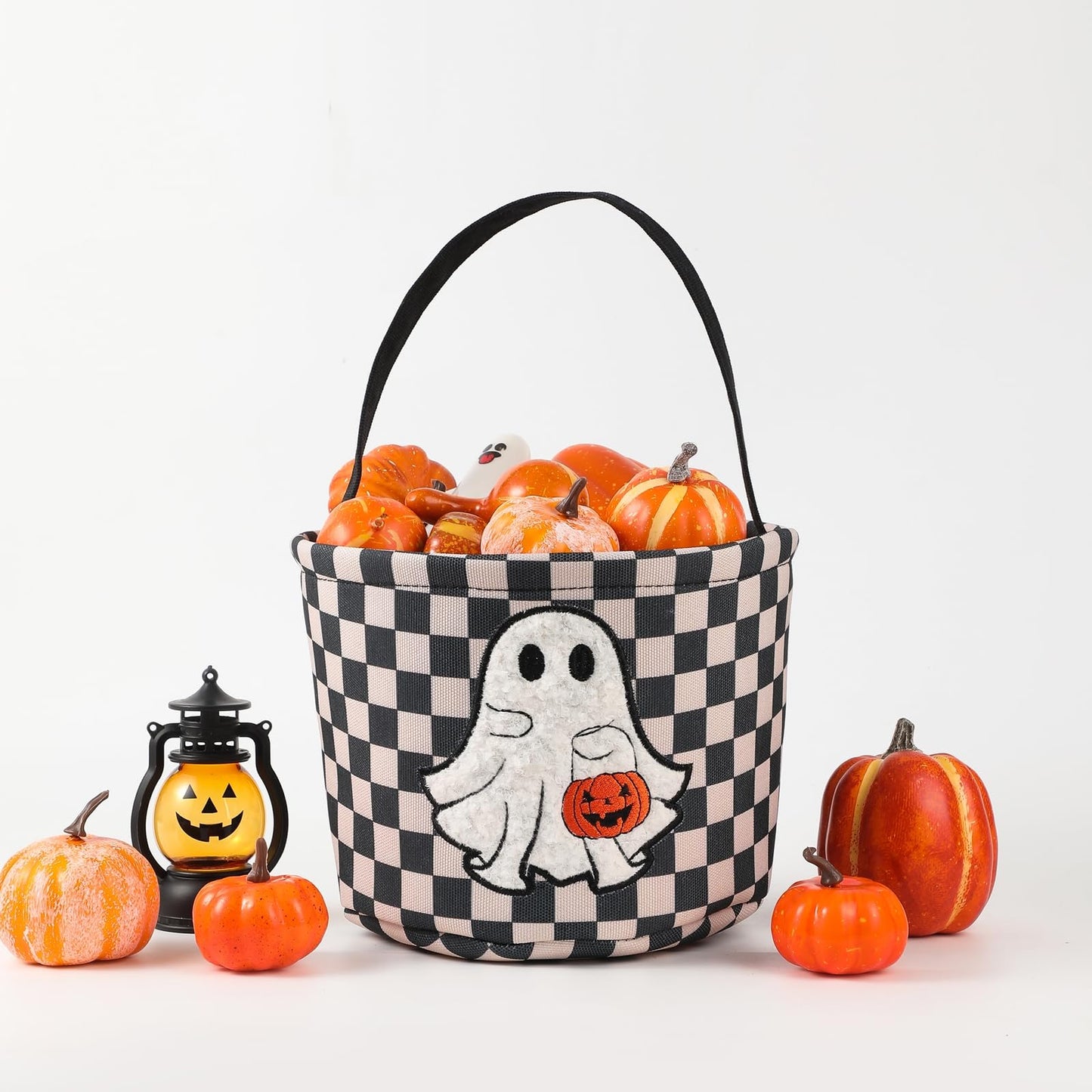 Halloween Bucket, Trick or Treat Basket for Kids Girl Boy Halloween Candy Bucket Gift Basket Canvas Pumpkin Buckets Spooky Boo Baskets Candy Bags Pumpkin Baskets for Party Favor Decorations, Black