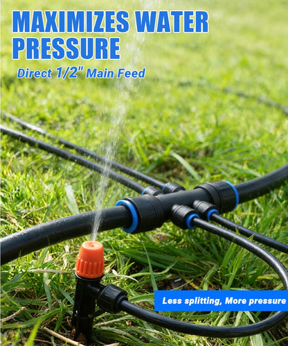 237FT All Quick-Connect Drip Irrigation System Kit with 40 Adjustable Nozzles, UV-Proof 1/2" & 1/4" PE Tubing, for Greenhouse, Lawn & Potted Plants Watering (40FT + 197FT)