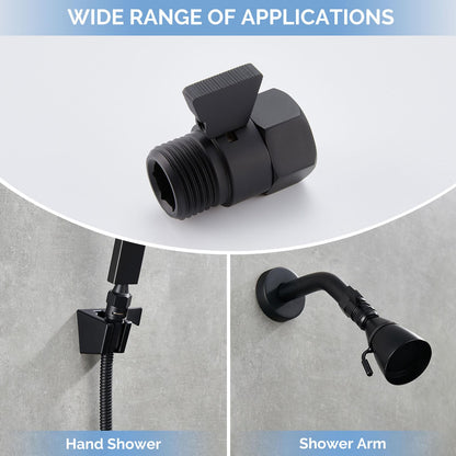 Angle Simple Shower Valve, Brass Water Flow Shut Off Valve for Hand Shower, RV Hose Flow Restrictor, Matte Black