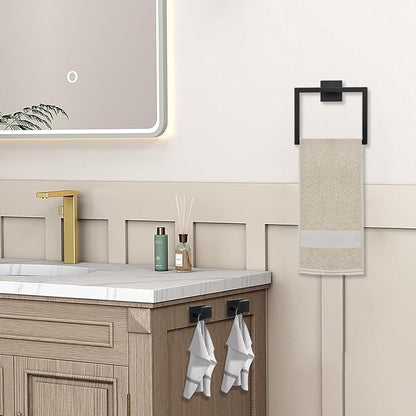JOPOFI 5 Piece Bathroom Towel Bar Set - 23.6 Inch Bathroom Towel Holder, Thicken Stainless Steel Towel Racks for Bathroom Wall Mounted, Bathroom Hardware Accessories Set - Matte Black