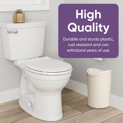 Superio Small Bathroom Trash Can with Lid, Modern White Mini Waste Bin with Swing Lid (1 1/2 Gallon, 6 Liter) Plastic Garbage Can for Kitchen, Bathroom, Bedroom, Office, Under Desk (1, Ecohome)