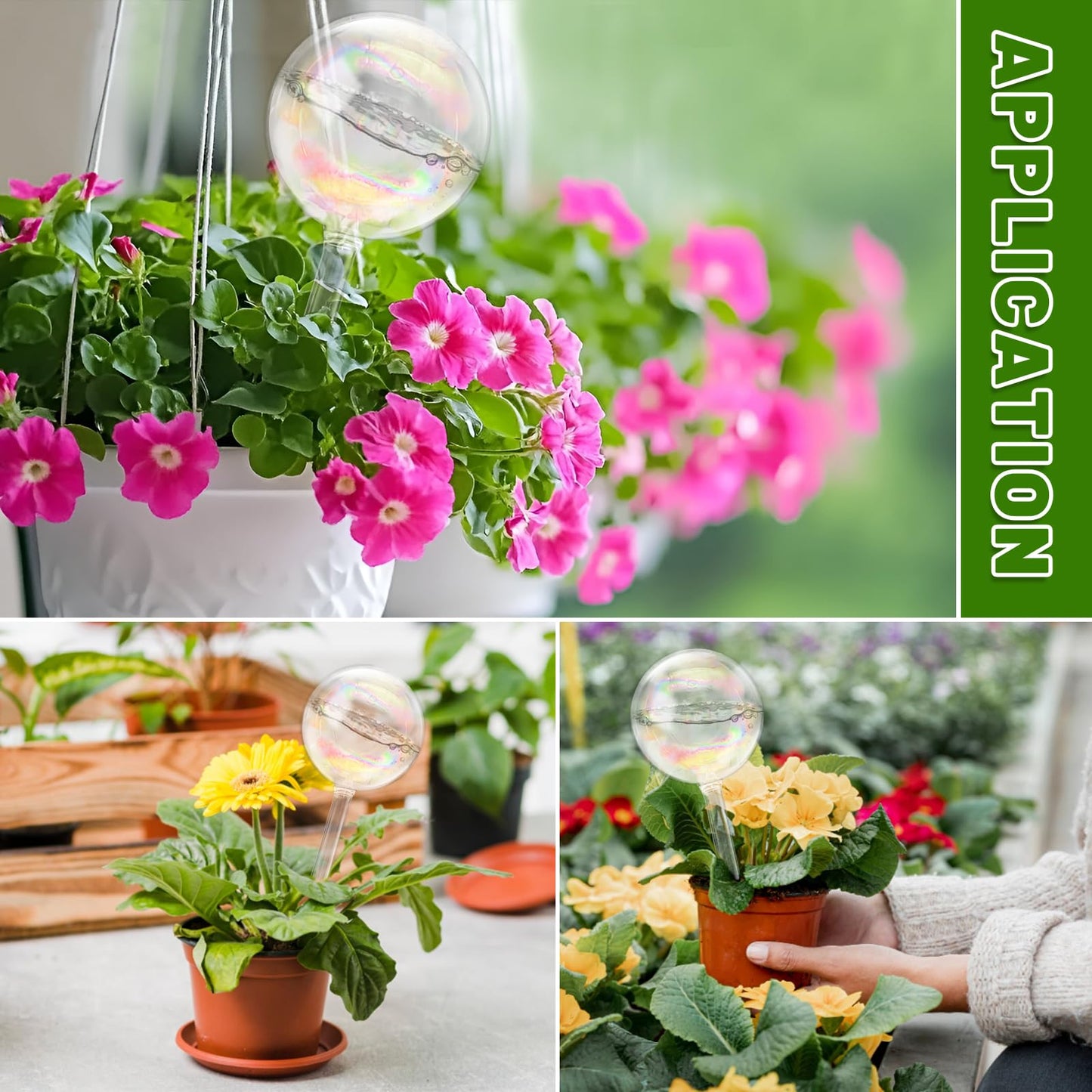 2 Pack Iridescent Glass Plant Watering Globe,Automatic Self-Watering Bulbs for Indoor Outdoor Plants-Hand-Blown Glass Watering Stakes for Home Garden Decor-Ideal Gift for Plant Lovers,Flowers,Pots