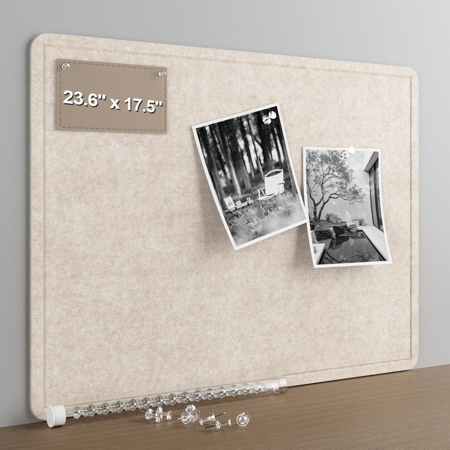 Baysola Beige Felt Bulletin Board for Wall 24 x 18 Inch Frameless