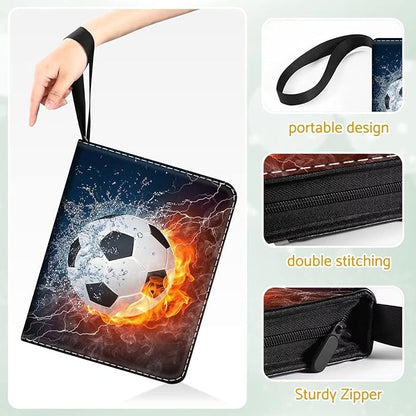 Soccer Card Binder Holder 480 Pockets with 60 Removable Sleeves, Portable Sports Trading Cards Binder Album Collector Organizer Protectors with Zipper,Waterproof
