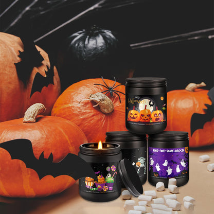 4 Pack 8Oz Halloween Scented Candles for Home Scented Aromatherapy Candles, Soy Wax Autumn Candle Gift Set for Women Men，Home Decoration，Themed Party Decor