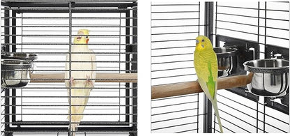 Deluxe Portable Durable Wrought Iron Bite-Proof Bird Travel Parrot Vet Carrier Cage Prevent Beaks Out Pet Products for Parrots Conures Cockatiel Amazon African Grey Include Cage Cover