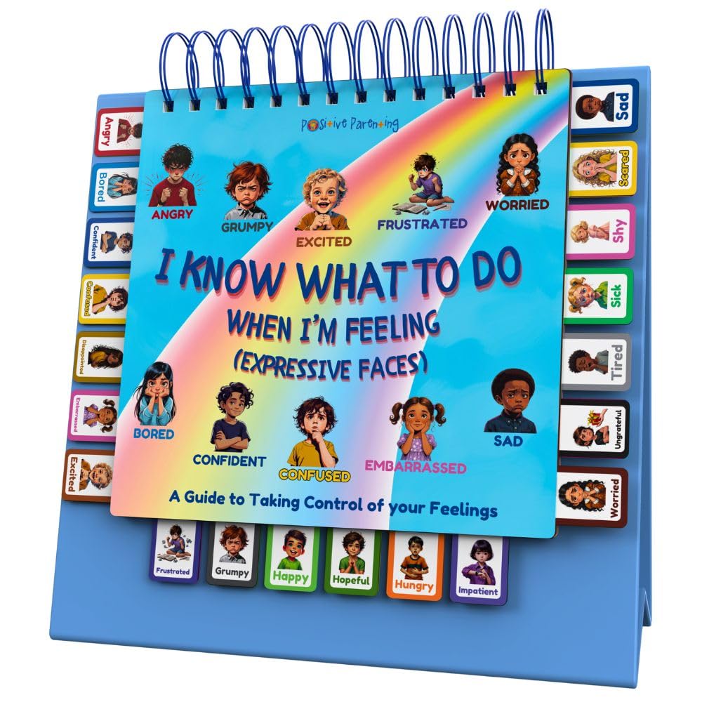 Thought-Spot Expressive Faces Flipbook | Emotions Wheel & Feelings Chart | Emotional Regulation Tool for Home, Class, Calm Down Corner | Helps Kids Learn Coping Skills | Autism Must-Have