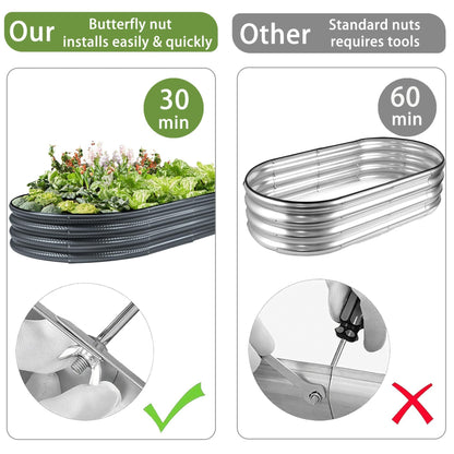 Gartist 2 pcs 4×2×1 ft Black Raised Garden Bed Kits Outdoor, Easy Assembly Galvanized Planter Raised Beds with Gloves & Wing Nuts for Vegetables, Flowers & Herbs