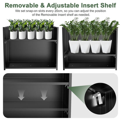 Tall Metal Planter Box for Outdoor Plants 36"L x 12"W x 26"H, Heavy Duty Steel Large Rectangular Planter Box with Removable Insert Shelf, Modern Décor for Tall Plants, Trees, Flowers (Black)