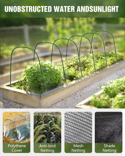 joyhalo Garden Netting for Raised Beds, 6 Sets Garden Hoops with for Raised Beds 10x30 Ft Garden Net, Bird & Cicada Net for Trees, Garden Mesh Netting for Greenhouse, Vegetable, 18 Clips Included