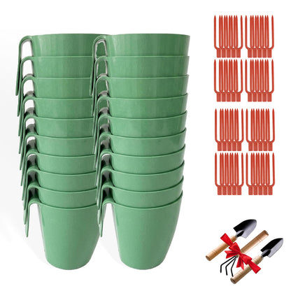 Strawberry Rooting Cup Kit with 20 Forks, Strawberry Propagation Cups, Space-Saving Hanging Design, Plastic Planter for Garden, Greenhouse, and Balcony (Large,green20pc)