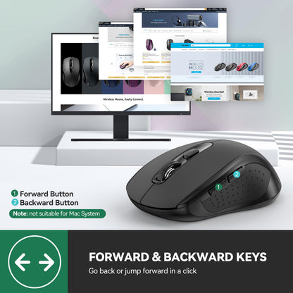 TECKNET Wireless Mouse for Laptop, Silent Bluetooth Mouse(BT5.0 & 2.4G) 4000DPI Adjustable, Computer Portable PC Quiet Mice with USB-A Receiver & 6 Buttons for Mac, 18 Months Battery